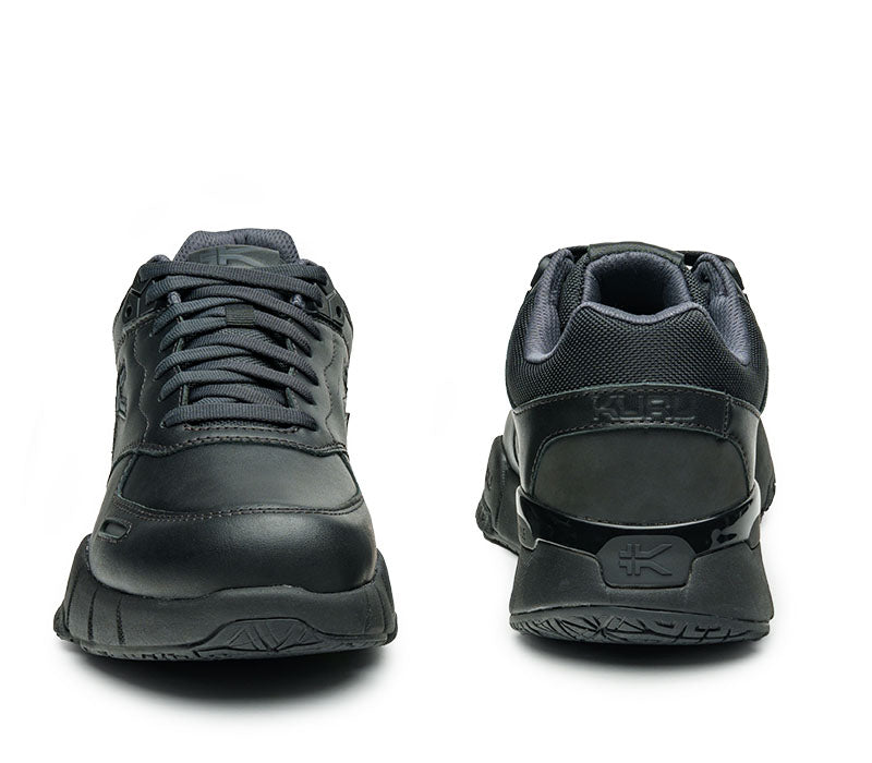 Front and back view on KURU Footwear KINETIC 2 WIDE Women's Anti-Slip Sneaker in SmokestackBlack