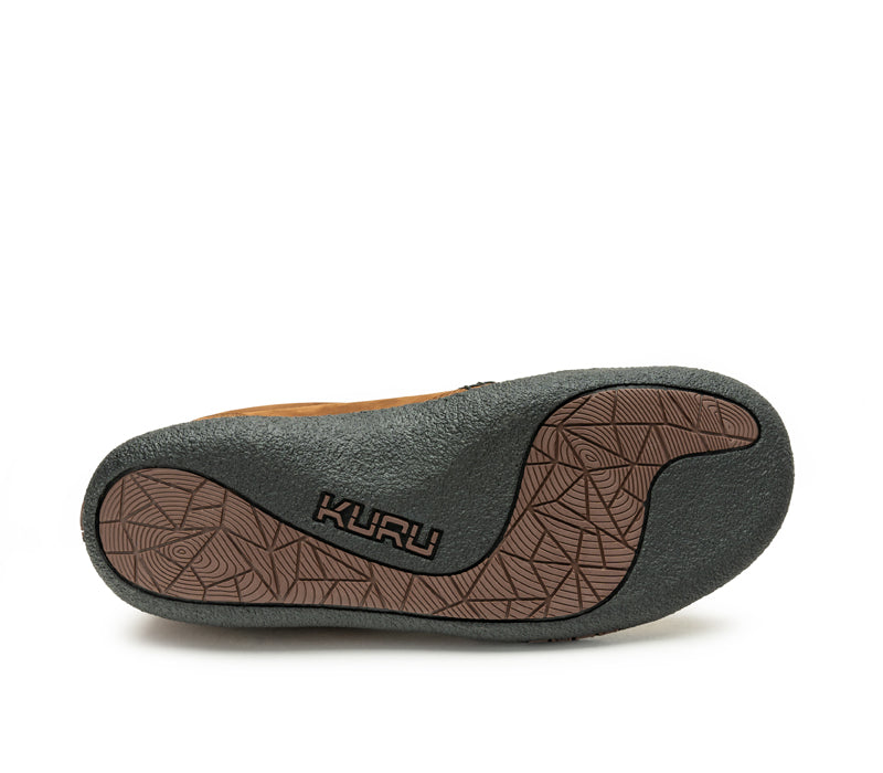 Detail of the sole pattern on the KURU Footwear KIVI Men's Slip-on Shoe in ChestnutBrown
