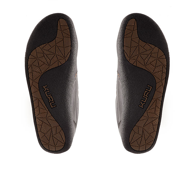 Detail of the sole pattern on the KURU Footwear KIVI WIDE Men's Slip-on Shoe in EspressoBrown