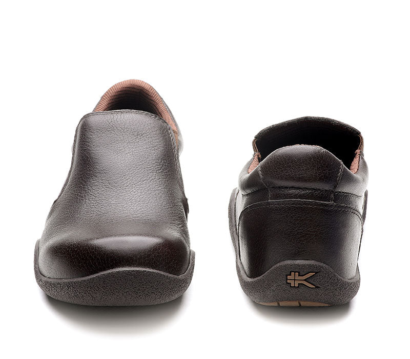 Front and back view on KURU Footwear KIVI WIDE Men's Slip-on Shoe in EspressoBrown