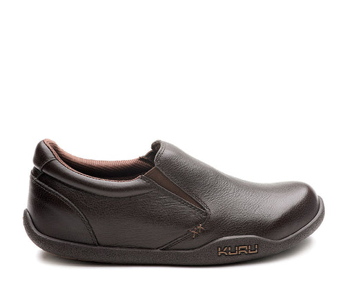 Outside profile details on the KURU Footwear KIVI Men's Slip-on Shoe in EspressoBrown