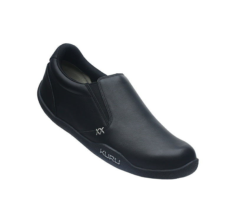 Toe touch view on KURU Footwear KIVI WIDE Women's Slip-on Shoe in JetBlack-FogGray
