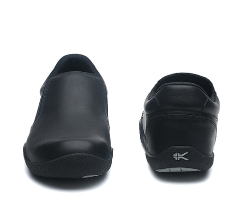 Front and back view on KURU Footwear KIVI WIDE Men's Slip-on Shoe in JetBlack-FogGray