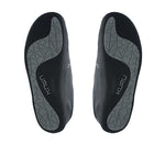 Detail of the sole pattern on the KURU Footwear KIVI WIDE Women's Slip-on Shoe in JetBlack-FogGray