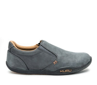 Outside profile details on the KURU Footwear KIVI Men's Slip-on Shoe in LeadGray-Tan