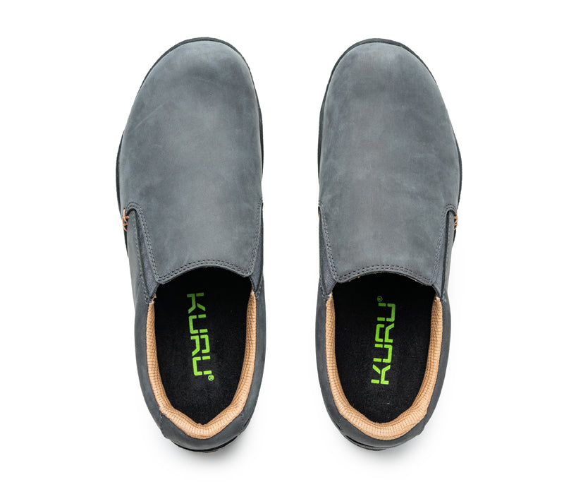 Top view of KURU Footwear KIVI Men's Slip-on Shoe in LeadGray-Tan