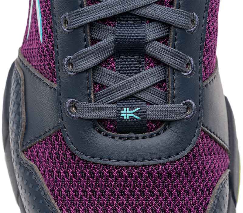 Close-up of the material on the KURU Footwear QUANTUM 2.0 WIDE Women's Fitness Sneaker in ElectricGrape-MidnightBlue