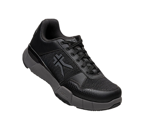 Toe touch view on KURU Footwear QUANTUM 2.0 Men's Fitness Sneaker in Jet Black/Slate Gray