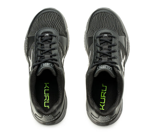 Top view of KURU Footwear QUANTUM Men's Fitness Sneaker in JetBlack-SlateGray