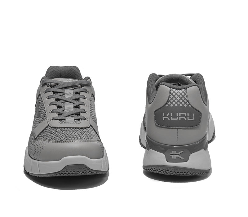 Front and back view on KURU Footwear QUANTUM 2.0 WIDE Men's Fitness Sneaker in Storm Gray