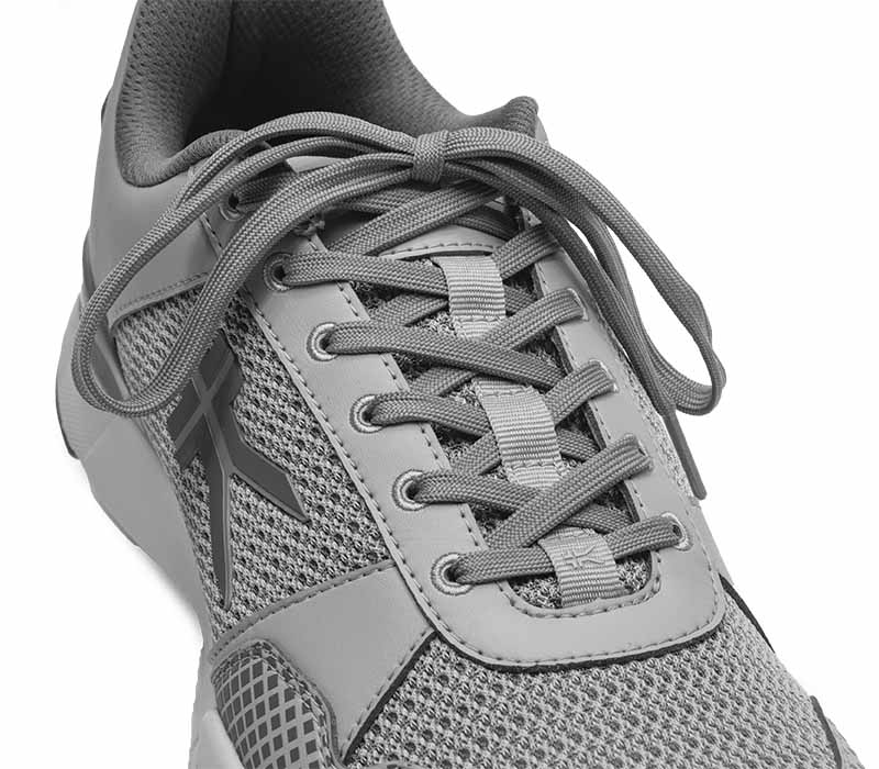 Close-up of the laces on the KURU Footwear QUANTUM 2.0 Men's Fitness Sneaker in Storm Gray