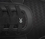 Close-up of the material on the KURU Footwear QUANTUM WIDE Women's Fitness Sneaker in JetBlack-DustyAqua