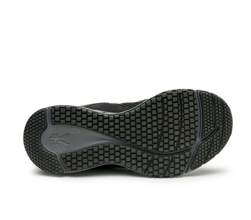 Detail of the sole pattern on the KURU Footwear QUANTUM WIDE Women's Fitness Sneaker in JetBlack-SlateGray