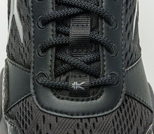 Close-up of the material on the KURU Footwear QUANTUM WIDE Women's Fitness Sneaker in JetBlack-SlateGray