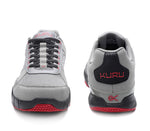 Front and back view on KURU Footwear QUANTUM WIDE Men's Fitness Sneaker in Tungsten-CardinalBlack