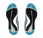 Detail of the sole pattern on the KURU Footwear QUANTUM Women's Fitness Sneaker in UrbanConcrete-White-TopazBlue