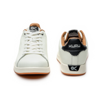 Front and back view on KURU Footwear ROAM Men's Classic Court Sneaker in New-BrightWhite-JetBlack