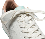 Close-up of the laces on the KURU Footwear ROAM Women's Classic Court Sneaker in BrightWhite-LightPeach