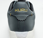 Close-up of the back on the KURU Footwear ROAM Men's Classic Court Sneaker in EmpireSteel-GoldenYellow