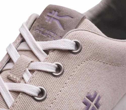 Close-up of the material on the KURU Footwear ROAM Women's Classic Court Sneaker in Sand