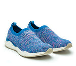 Side by side view of KURU Footwear STRIDE WIDE Women's Slip-on Sneaker in CobaltBlue-Confetti