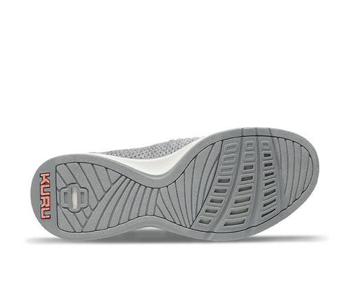 Detail of the sole pattern on the KURU Footwear STRIDE Women's Slip-on Sneaker in HeatherGray-White-PeachPink