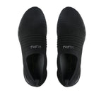 Top view of KURU Footwear STRIDE WIDE Women's Slip-on Sneaker in JetBlack-SlateGray