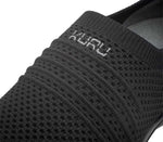 Close-up of the material on the KURU Footwear STRIDE Women's Slip-on Sneaker in JetBlack-SlateGray
