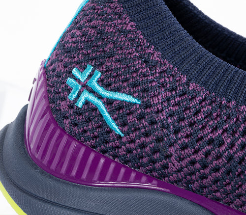 Close-up of the material on the KURU Footwear STRIDE Women's Slip-on Sneaker in MidnightBlue-ElectricGrape