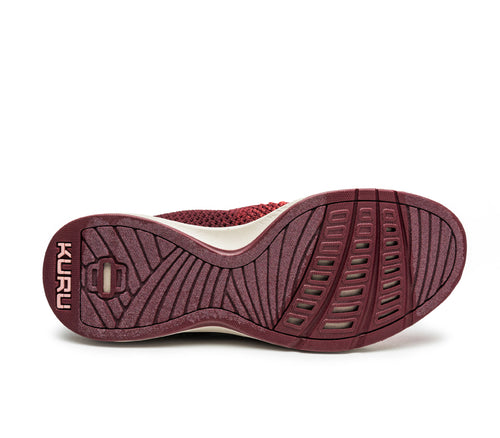 Detail of the sole pattern on the KURU Footwear STRIDE WIDE Women's Slip-on Sneaker in Plum-Rose