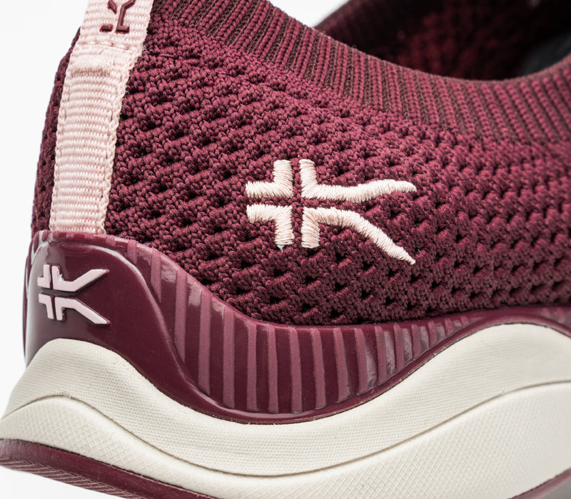 Close-up of the material on the KURU Footwear STRIDE Women's Slip-on Sneaker in Plum-Rose