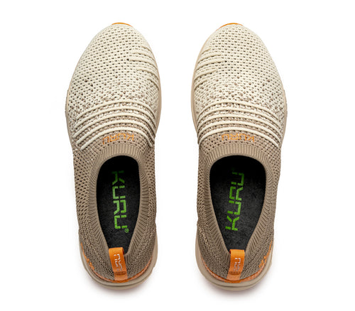 Top view of KURU Footwear STRIDE WIDE Women's Slip-on Sneaker in Sand-Apricot