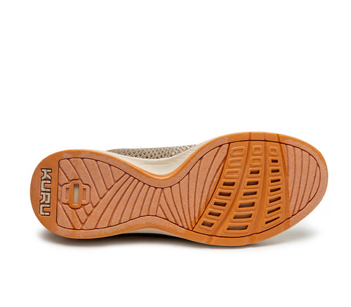 Detail of the sole pattern on the KURU Footwear STRIDE WIDE Women's Slip-on Sneaker in Sand-Apricot