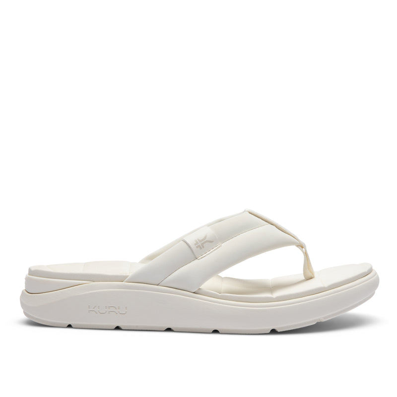 White sandal with a visible brand logo on a white background