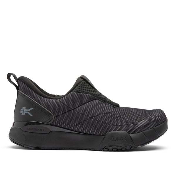 KURU QUANTUM 2 Slip-On Men's Slip-On Sneaker in Jet Black-Lead Gray.