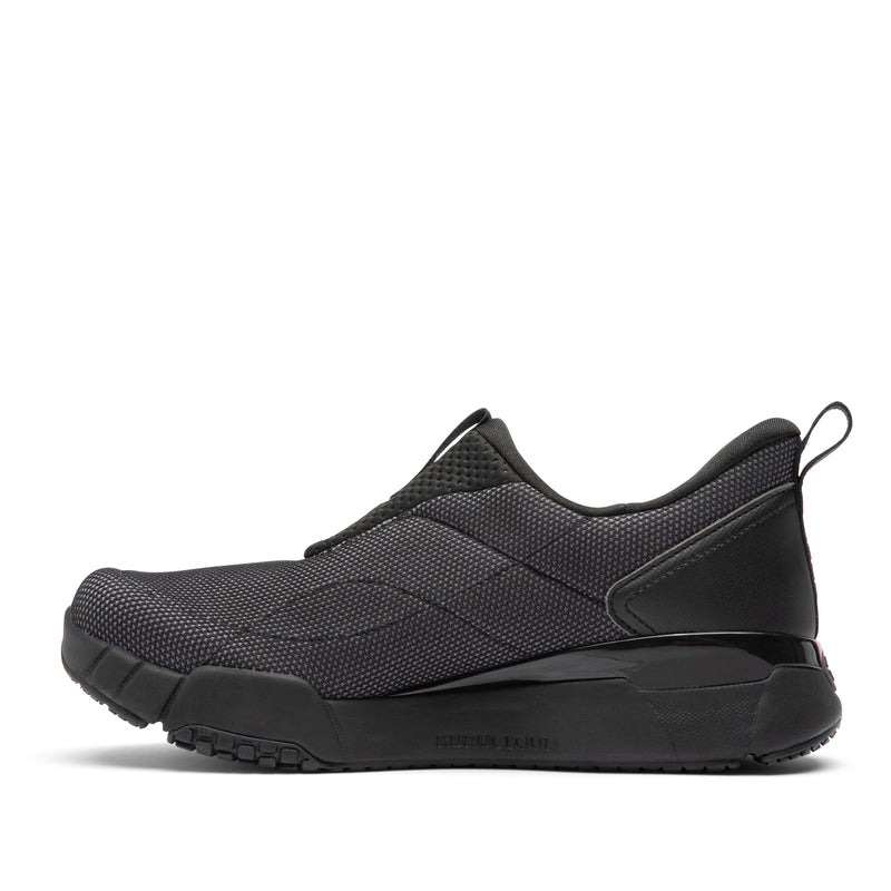 Black athletic shoe on a white background