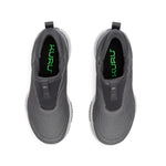 Gray slip-on shoes with 'Kuru' branding on a white background