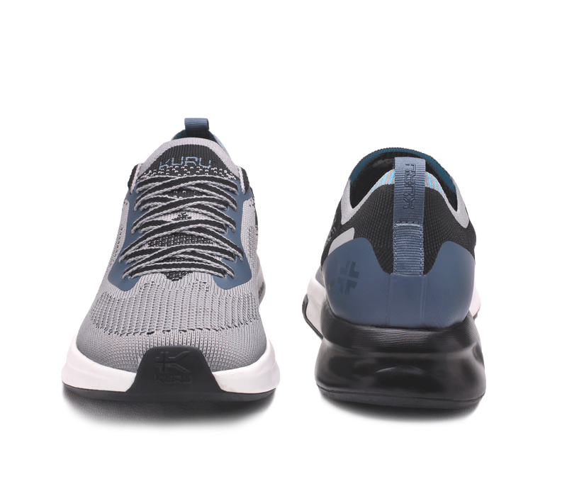 Front and back view on KURU Footwear FLUX Men's Sneaker in StormGray-OrionBlue