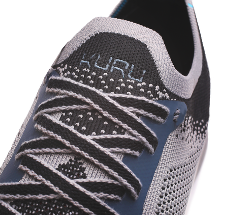 Close-up of the material on the KURU Footwear FLUX Men's Sneaker in StormGray-OrionBlue