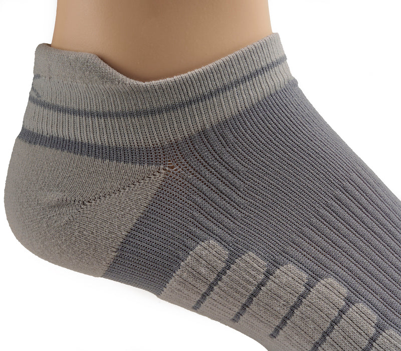 Close up of material on heel on the KURU Footwear SPARC 2.0 Ankle Sock in Gray