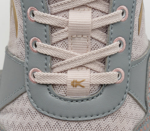 Close-up of the material on the KURU Footwear QUANTUM Women's Fitness Sneaker in LilacAsh-Alloy-Champagne