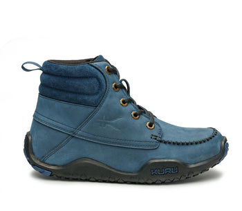 Outside profile details on the KURU Footwear QUEST Women's Hiking Boot in MountainBlue-Black