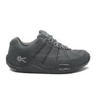 Outside profile details on the KURU Footwear CHICANE Men's Trail Hiking Shoe in EmpireSteel-Black-Basalt