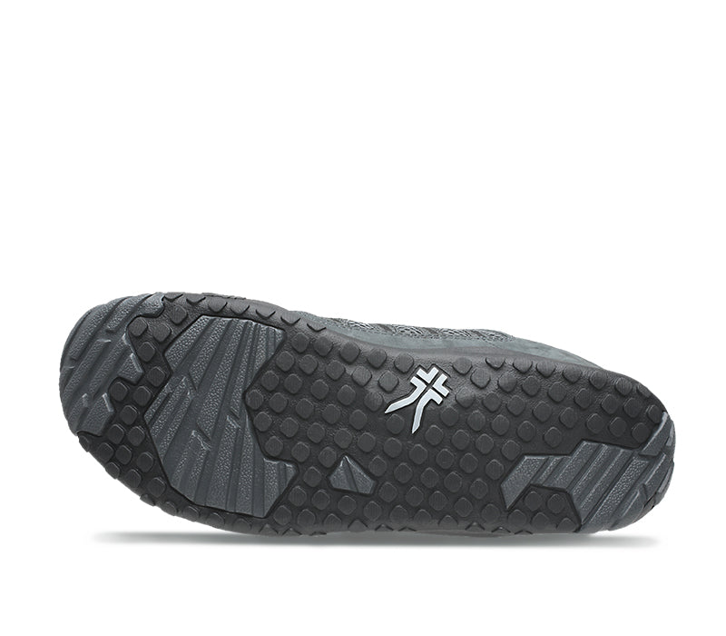 Detail of the sole pattern on the KURU Footwear CHICANE Men's Trail Hiking Shoe in EmpireSteel-Black-Basalt