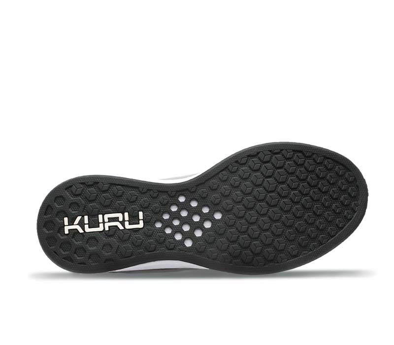 Detail of the sole pattern on the KURU Footwear ATOM Men's Athletic Sneaker in CloudGray-White-JetBlack
