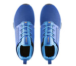 Top view of KURU Footwear ATOM Men's Athletic Sneaker in ClassicBlue-White-Marigold