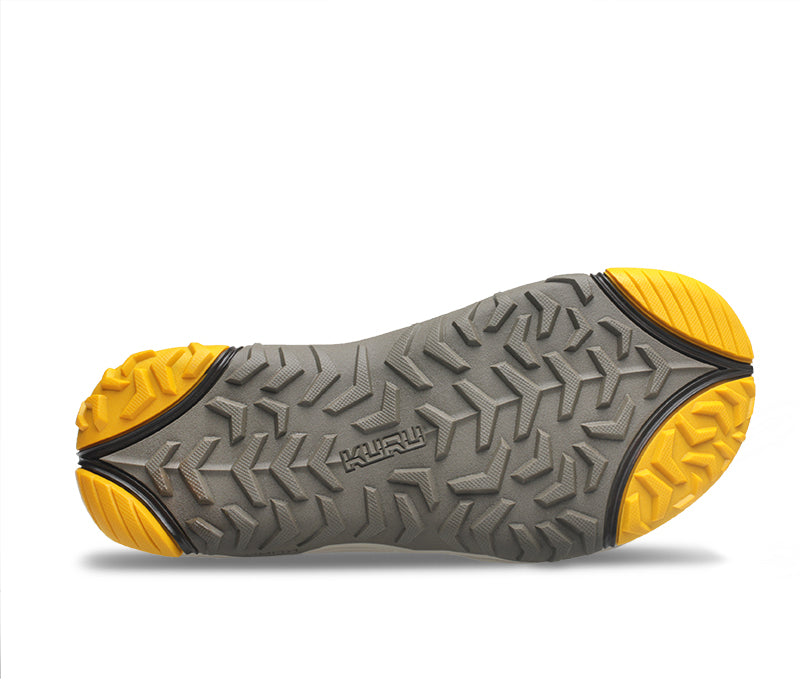 Detail of the sole pattern on the KURU Footwear TREAD Men's Sandals in Feather-CedarBrown-Golden