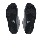 Detail of the sole pattern on the KURU Footwear CHICANE WIDE Women's Trail Hiking Shoe in SmokeGray-JetBlack-Violet