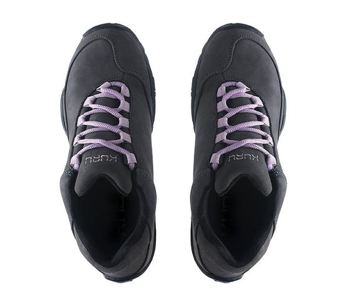 Top view of KURU Footwear CHICANE WIDE Women's Trail Hiking Shoe in SmokeGray-JetBlack-Violet