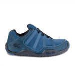 Outside profile details on the KURU Footwear CHICANE WIDE Women's Trail Hiking Shoe in MountainBlue-Black